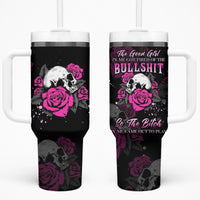 The Good Girl In Me Got Tired Skull Rose Tumbler With Handle - Wonder Print Shop