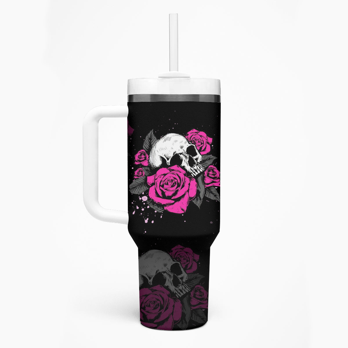 The Good Girl In Me Got Tired Skull Rose Tumbler With Handle - Wonder Print Shop