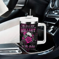 The Good Girl In Me Got Tired Skull Rose Tumbler With Handle - Wonder Print Shop