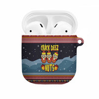 Funny Nutcracker Christmas AirPods Case with Crack Deez Nuts Quote and Holiday Pattern Design - Wonder Print Shop