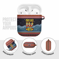 Funny Nutcracker Christmas AirPods Case with Crack Deez Nuts Quote and Holiday Pattern Design - Wonder Print Shop