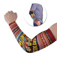 Funny Nutcracker Christmas Arm Sleeves with Crack Deez Nuts Quote and Holiday Pattern Design - Wonder Print Shop