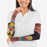 Funny Nutcracker Christmas Arm Sleeves with Crack Deez Nuts Quote and Holiday Pattern Design - Wonder Print Shop