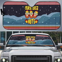 Funny Nutcracker Christmas Auto Sun Shade with Crack Deez Nuts Quote and Holiday Pattern Design - Wonder Print Shop