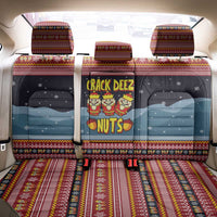Funny Nutcracker Christmas Back Car Seat Cover with Crack Deez Nuts Quote and Holiday Pattern Design - Wonder Print Shop