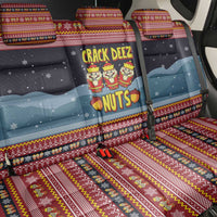Funny Nutcracker Christmas Back Car Seat Cover with Crack Deez Nuts Quote and Holiday Pattern Design - Wonder Print Shop