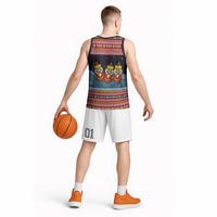 Funny Nutcracker Christmas Basketball Jersey with Crack Deez Nuts Quote and Holiday Pattern Design - Wonder Print Shop