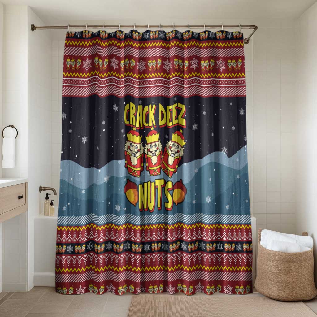 Funny Nutcracker Christmas Bathroom Set with Crack Deez Nuts Quote and Holiday Pattern Design - Wonder Print Shop