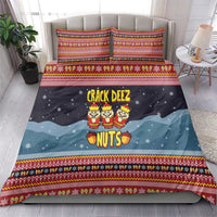 Funny Nutcracker Christmas Bedding Set with Crack Deez Nuts Quote and Holiday Pattern Design - Wonder Print Shop