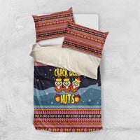 Funny Nutcracker Christmas Bedding Set with Crack Deez Nuts Quote and Holiday Pattern Design - Wonder Print Shop