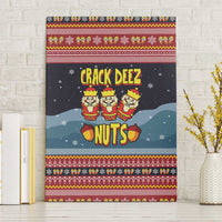 Funny Nutcracker Christmas Canvas Wall Art with Crack Deez Nuts Quote and Holiday Pattern Design - Wonder Print Shop