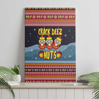 Funny Nutcracker Christmas Canvas Wall Art with Crack Deez Nuts Quote and Holiday Pattern Design - Wonder Print Shop