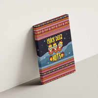 Funny Nutcracker Christmas Canvas Wall Art with Crack Deez Nuts Quote and Holiday Pattern Design - Wonder Print Shop