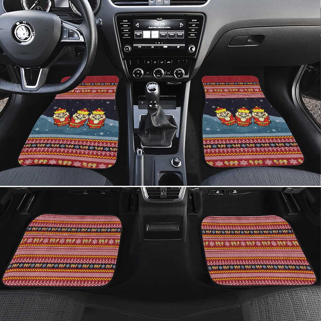 Funny Nutcracker Christmas Car Mats with Crack Deez Nuts Quote and Holiday Pattern Design - Wonder Print Shop