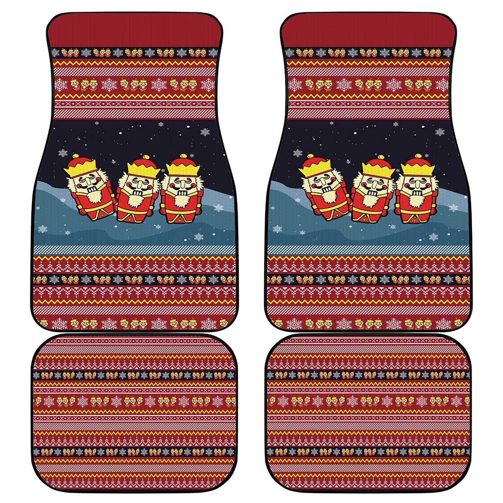 Funny Nutcracker Christmas Car Mats with Crack Deez Nuts Quote and Holiday Pattern Design - Wonder Print Shop