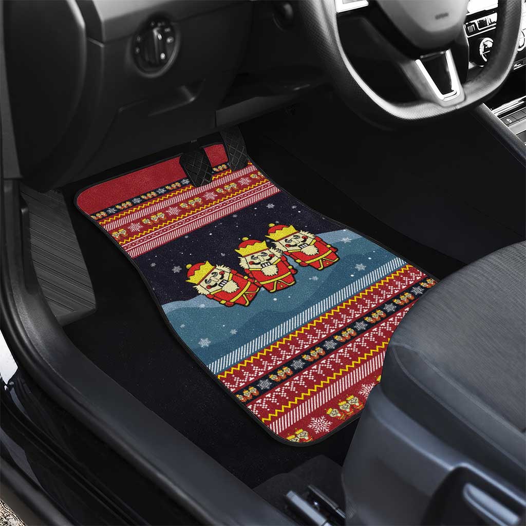 Funny Nutcracker Christmas Car Mats with Crack Deez Nuts Quote and Holiday Pattern Design - Wonder Print Shop