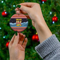 Funny Nutcracker Christmas Ceramic Ornament with Crack Deez Nuts Quote and Holiday Pattern Design - Wonder Print Shop