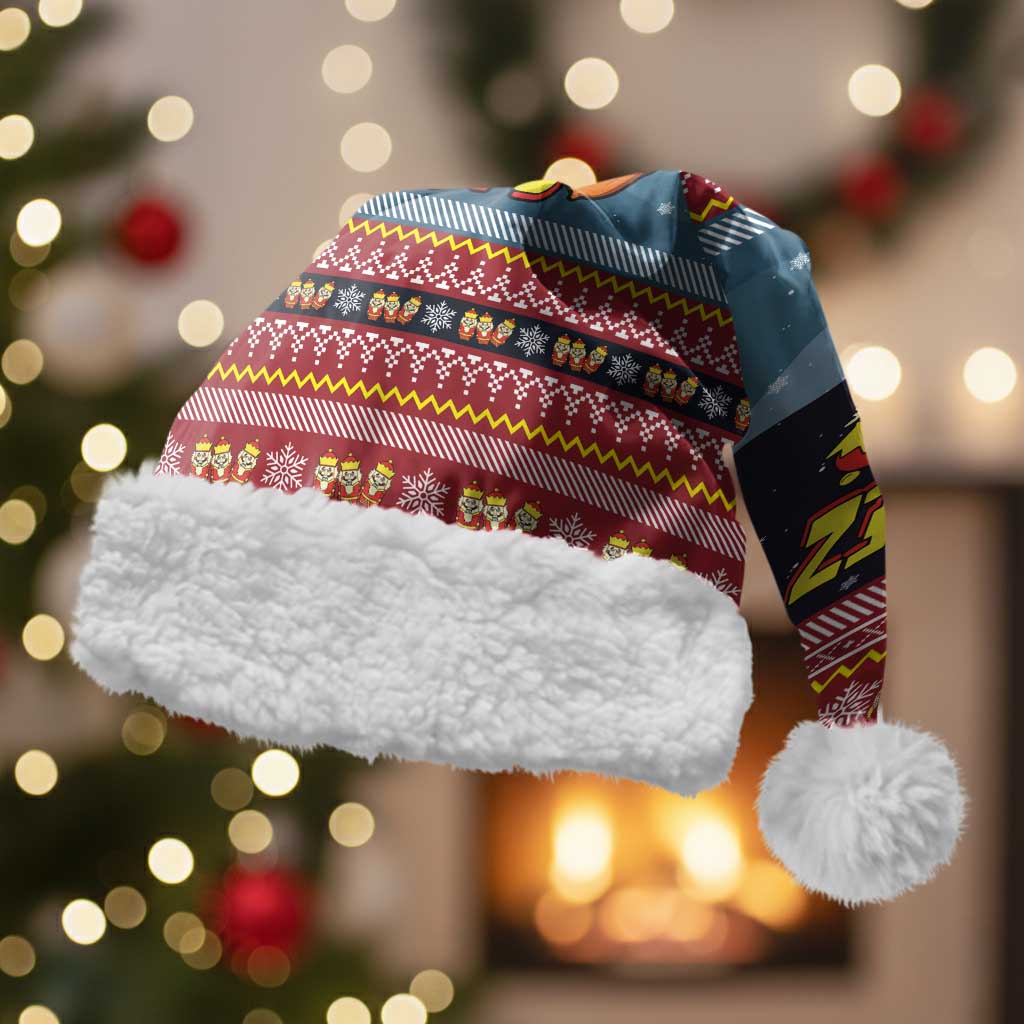 Funny Nutcracker Christmas Santa Hat with Crack Deez Nuts Quote and Holiday Pattern Design - Wonder Print Shop