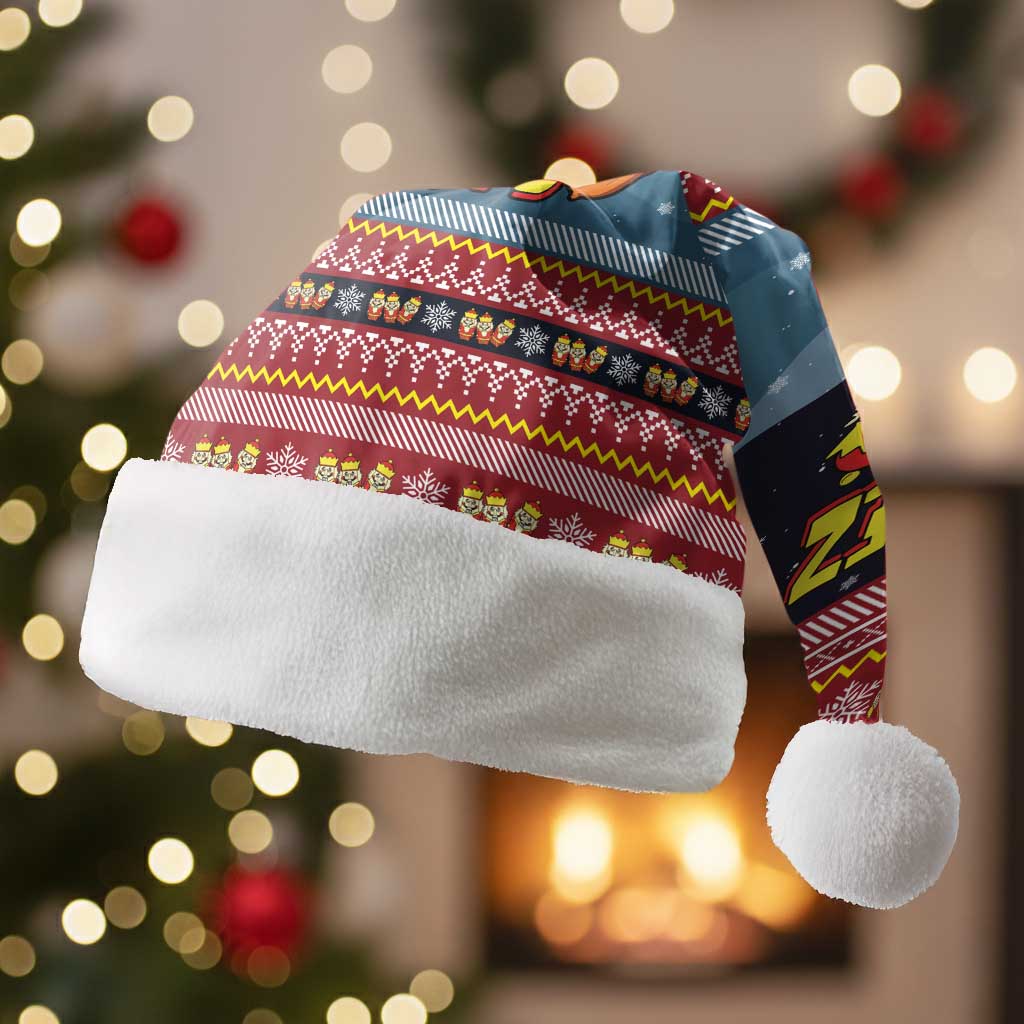 Funny Nutcracker Christmas Santa Hat with Crack Deez Nuts Quote and Holiday Pattern Design - Wonder Print Shop