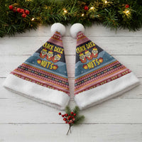 Funny Nutcracker Christmas Santa Hat with Crack Deez Nuts Quote and Holiday Pattern Design - Wonder Print Shop