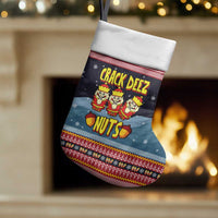 Funny Nutcracker Christmas Stocking with Crack Deez Nuts Quote and Holiday Pattern Design - Wonder Print Shop