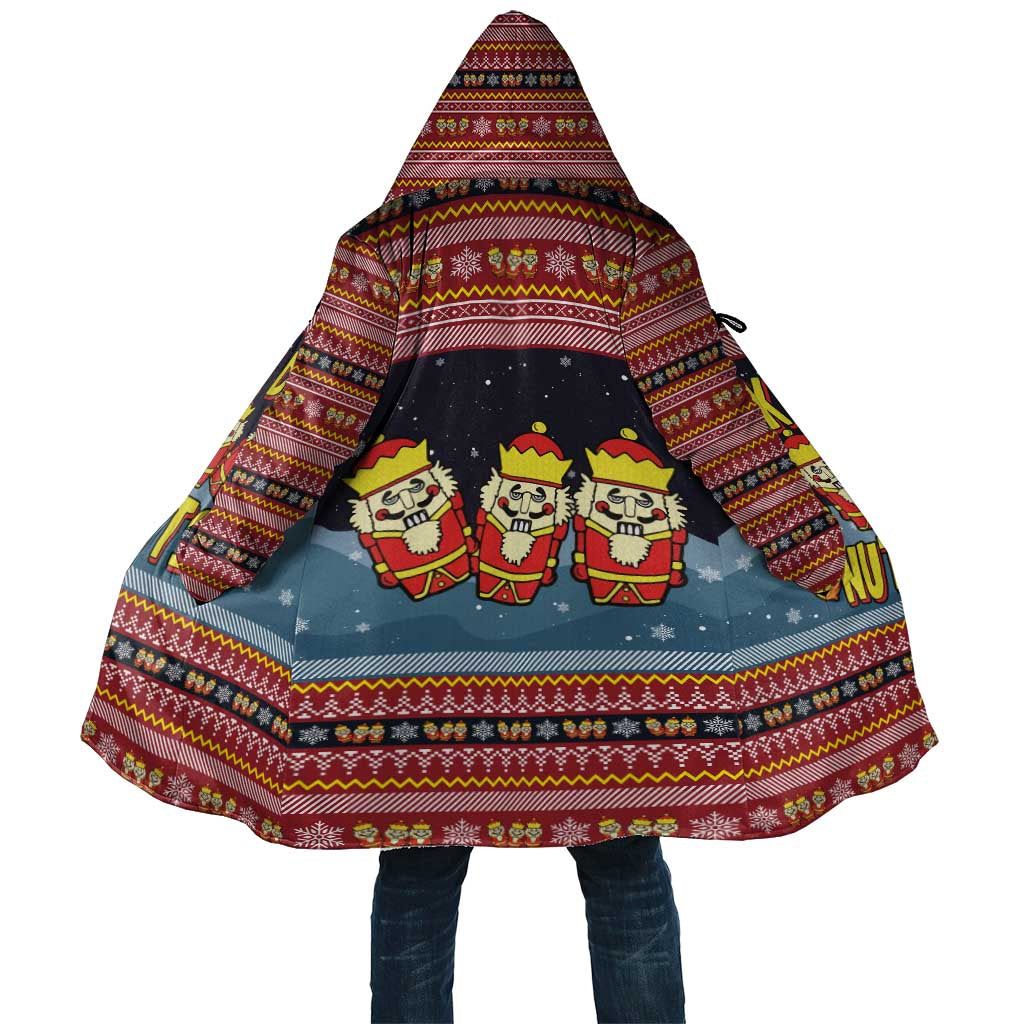 Funny Nutcracker Christmas Cloak with Crack Deez Nuts Quote and Holiday Pattern Design - Wonder Print Shop