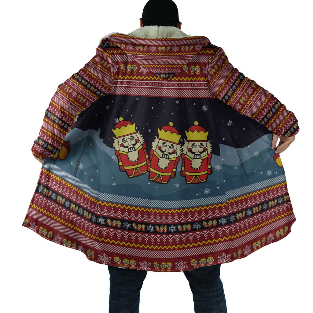 Funny Nutcracker Christmas Cloak with Crack Deez Nuts Quote and Holiday Pattern Design - Wonder Print Shop
