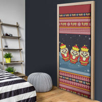 Funny Nutcracker Christmas Door Cover with Crack Deez Nuts Quote and Holiday Pattern Design - Wonder Print Shop