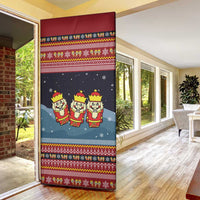 Funny Nutcracker Christmas Door Cover with Crack Deez Nuts Quote and Holiday Pattern Design - Wonder Print Shop