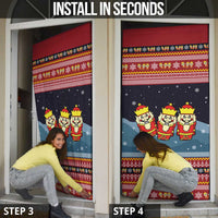 Funny Nutcracker Christmas Door Cover with Crack Deez Nuts Quote and Holiday Pattern Design - Wonder Print Shop