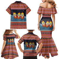 Funny Nutcracker Christmas Family Matching Mermaid Dress and Hawaiian Shirt with Crack Deez Nuts Quote and Holiday Pattern Design - Wonder Print Shop