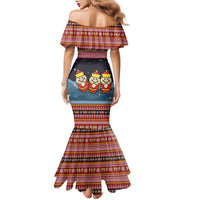 Funny Nutcracker Christmas Family Matching Mermaid Dress and Hawaiian Shirt with Crack Deez Nuts Quote and Holiday Pattern Design - Wonder Print Shop