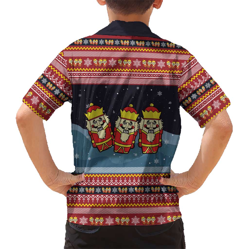 Funny Nutcracker Christmas Family Matching Off Shoulder Maxi Dress and Hawaiian Shirt with Crack Deez Nuts Quote and Holiday Pattern Design - Wonder Print Shop
