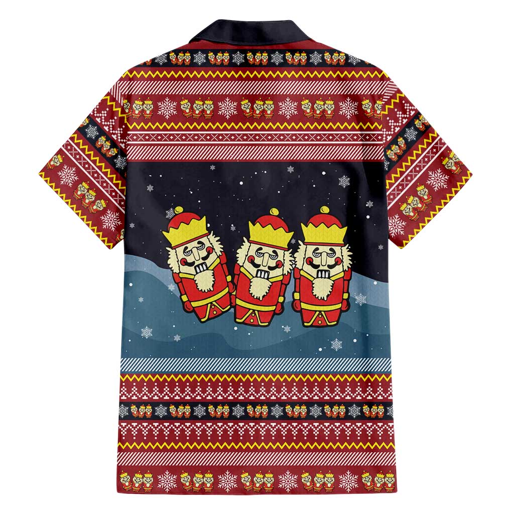 Funny Nutcracker Christmas Family Matching Off Shoulder Maxi Dress and Hawaiian Shirt with Crack Deez Nuts Quote and Holiday Pattern Design - Wonder Print Shop