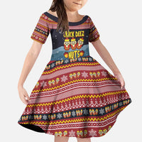 Funny Nutcracker Christmas Family Matching Off Shoulder Short Dress and Hawaiian Shirt with Crack Deez Nuts Quote and Holiday Pattern Design - Wonder Print Shop