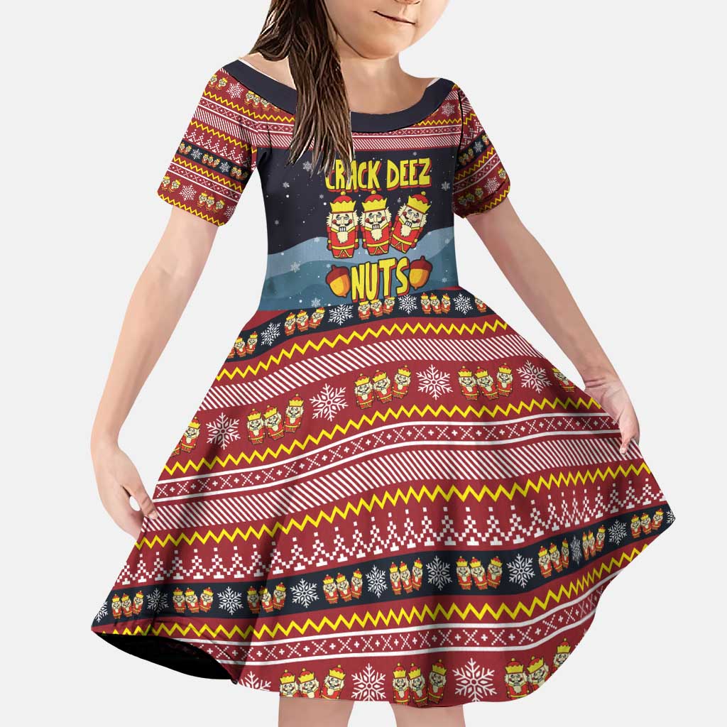 Funny Nutcracker Christmas Family Matching Puletasi and Hawaiian Shirt with Crack Deez Nuts Quote and Holiday Pattern Design - Wonder Print Shop