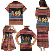 Funny Nutcracker Christmas Family Matching Puletasi and Hawaiian Shirt with Crack Deez Nuts Quote and Holiday Pattern Design - Wonder Print Shop