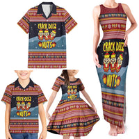 Funny Nutcracker Christmas Family Matching Tank Maxi Dress and Hawaiian Shirt with Crack Deez Nuts Quote and Holiday Pattern Design - Wonder Print Shop