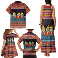 Funny Nutcracker Christmas Family Matching Tank Maxi Dress and Hawaiian Shirt with Crack Deez Nuts Quote and Holiday Pattern Design - Wonder Print Shop