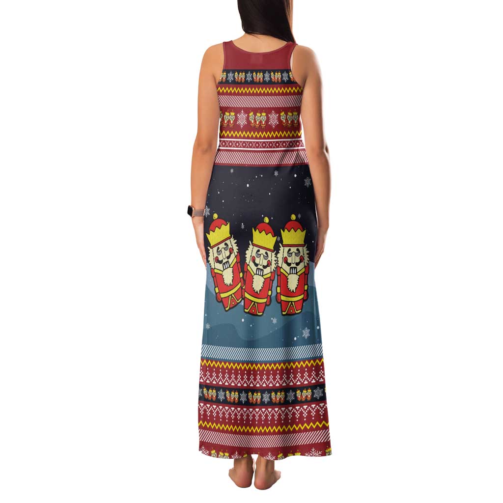 Funny Nutcracker Christmas Family Matching Tank Maxi Dress and Hawaiian Shirt with Crack Deez Nuts Quote and Holiday Pattern Design - Wonder Print Shop