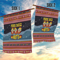 Funny Nutcracker Christmas Garden Flag with Crack Deez Nuts Quote and Holiday Pattern Design - Wonder Print Shop