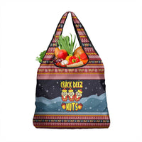 Funny Nutcracker Christmas Grocery Bag with Crack Deez Nuts Quote and Holiday Pattern Design - Wonder Print Shop