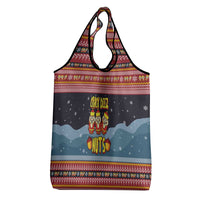 Funny Nutcracker Christmas Grocery Bag with Crack Deez Nuts Quote and Holiday Pattern Design - Wonder Print Shop
