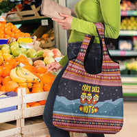 Funny Nutcracker Christmas Grocery Bag with Crack Deez Nuts Quote and Holiday Pattern Design - Wonder Print Shop