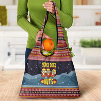 Funny Nutcracker Christmas Grocery Bag with Crack Deez Nuts Quote and Holiday Pattern Design - Wonder Print Shop