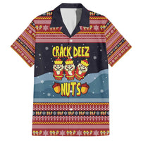 Funny Nutcracker Christmas Hawaiian Shirt with Crack Deez Nuts Quote and Holiday Pattern Design - Wonder Print Shop