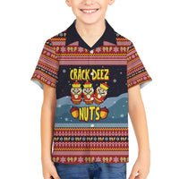 Funny Nutcracker Christmas Hawaiian Shirt with Crack Deez Nuts Quote and Holiday Pattern Design - Wonder Print Shop