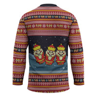 Funny Nutcracker Christmas Hockey Jersey with Crack Deez Nuts Quote and Holiday Pattern Design - Wonder Print Shop