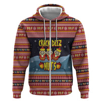 Funny Nutcracker Christmas Hoodie with Crack Deez Nuts Quote and Holiday Pattern Design - Wonder Print Shop