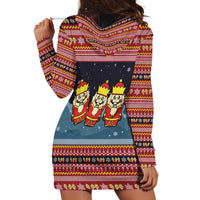 Funny Nutcracker Christmas Hoodie Dress with Crack Deez Nuts Quote and Holiday Pattern Design - Wonder Print Shop